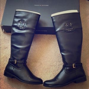 Tommy Hilfiger Riding Boot, Black, Size 7.5